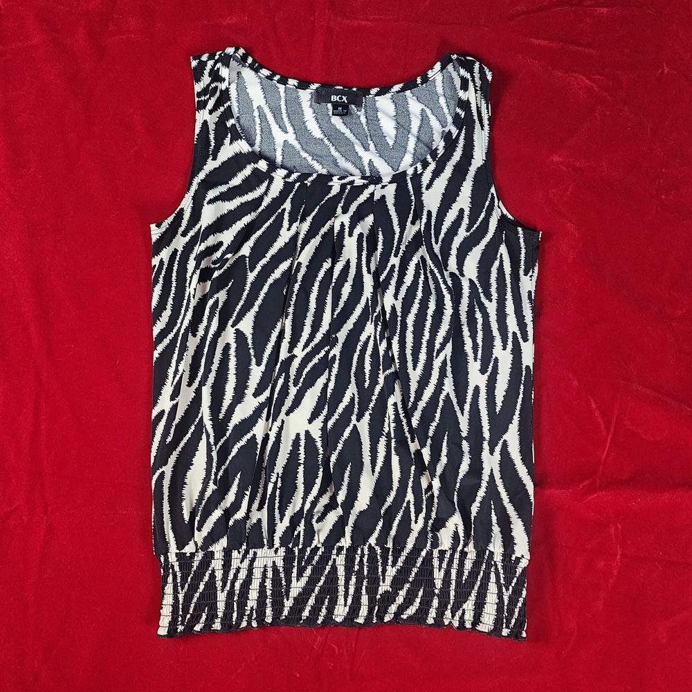 BCX Black and White Animal Print Tank Top
